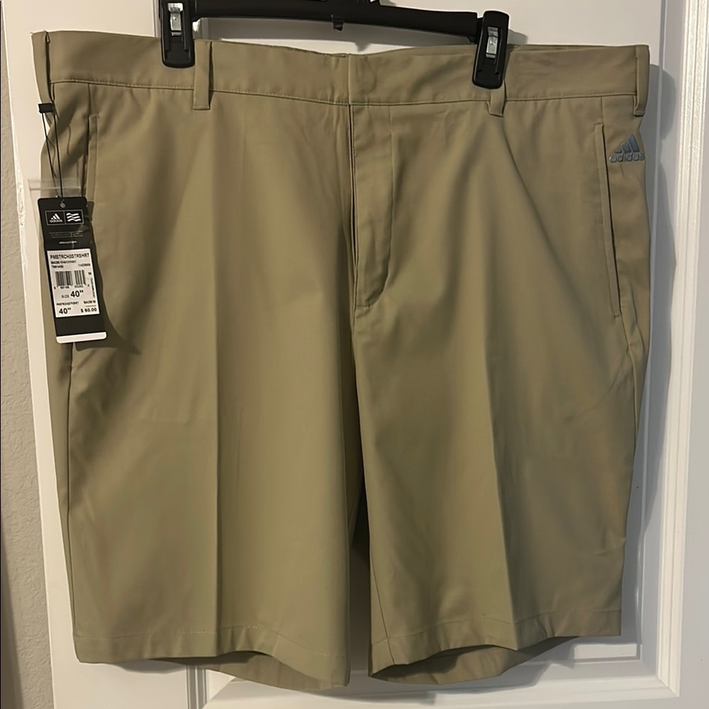 Adidas Men's Khaki Flat Front Shorts